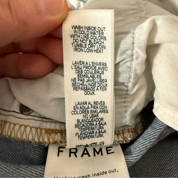 Frame L’Homme Slim Jeans Mens Sz 34 Blue Bay Distressed Straight Denim Stretch - Picture 10 of 13